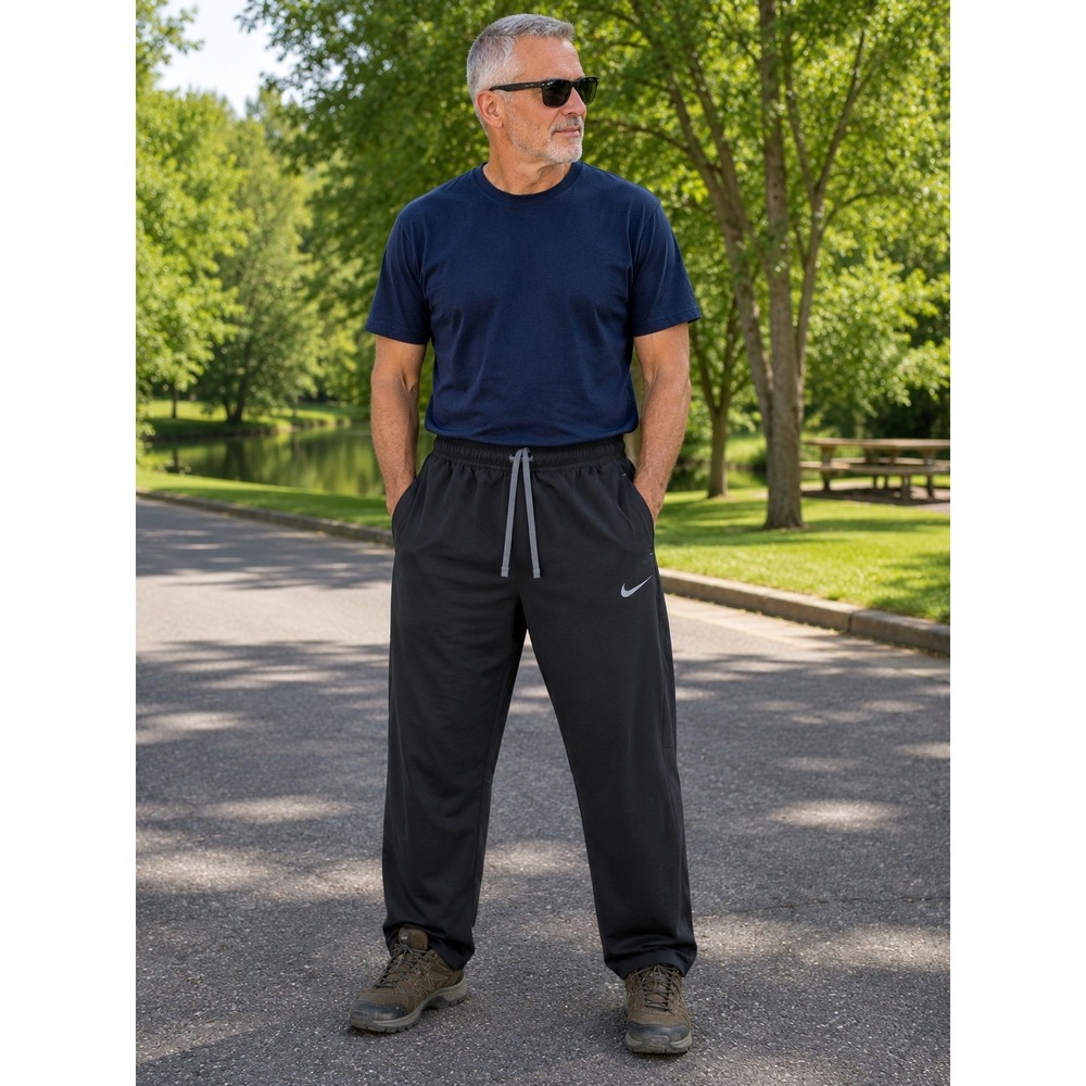 Nike Mens Black Training Jogger Pants Silver Swoosh 904620-010 Size Medium